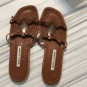 Manila Blahnik Brown leather sandals